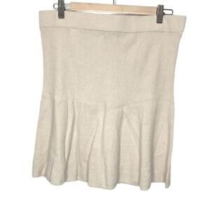 Gap Flared A-Line Mini Skirt Ribbed Knit Cream Pull On New With Tags Large/Tall